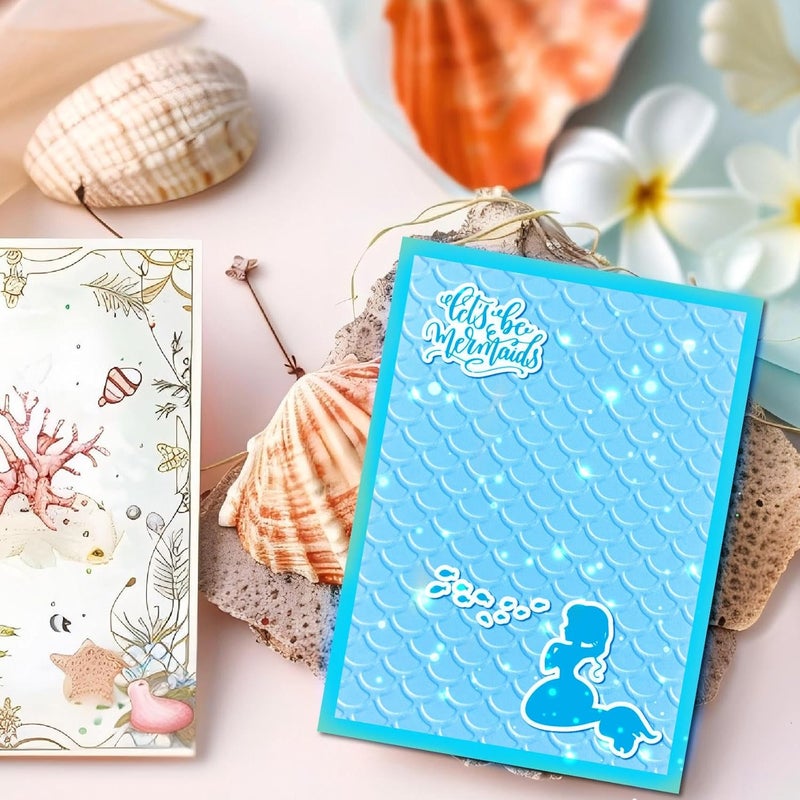 Arbuya Mermaid Scale Plastic Embossing Folders for Card Making Fish Dragon Scales Textured Embossing Folder for Scrapbooking Pages Paper Crafting Clay Decoration - Image 2
